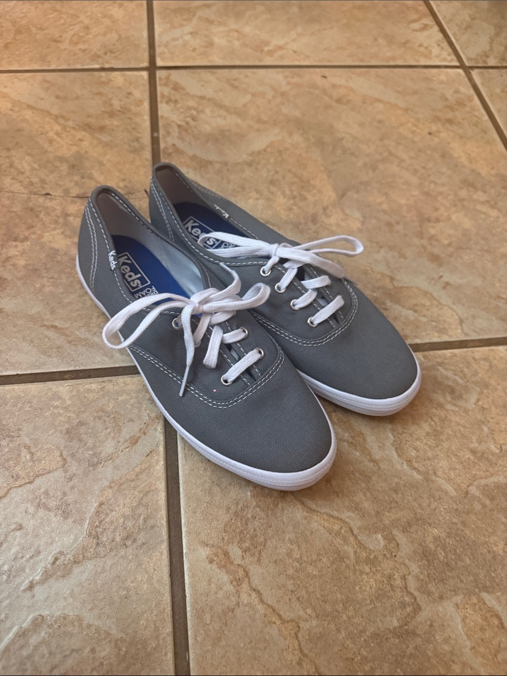 Keds Gray Canvas Women's Low-Top Sneakers with White Accents